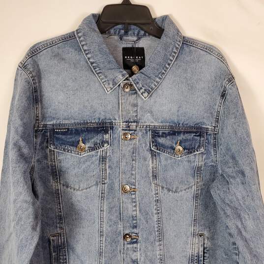 Request Premium Men Light Blue Jean Jacket Medium NWT image number 6