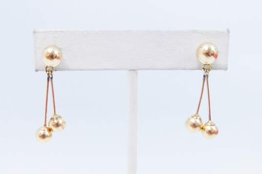 14K Yellow Gold Ball Drop Earrings 3.2g image number 1