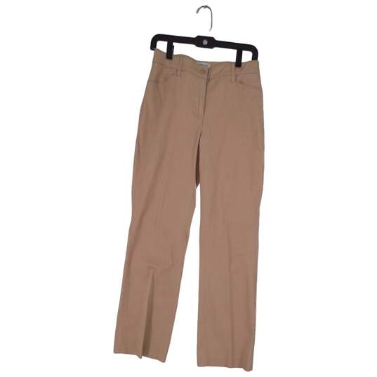 Womens Beige Straight Leg Flat Front Mid Rise Chino Pants Size US 6 image number 1