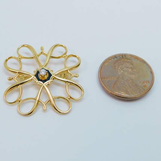 Vintage Gold Filled 0.05 CT Round Diamond Ornate Pin 2.4g image number 3