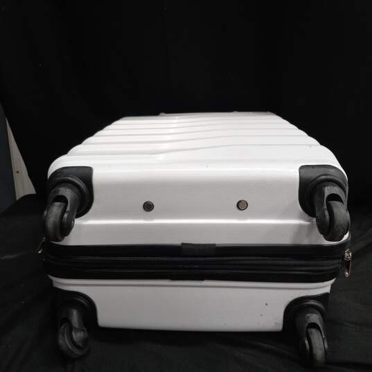 American Tourister Hard Shell White & Black Carry-On Rolling Luggage image number 5