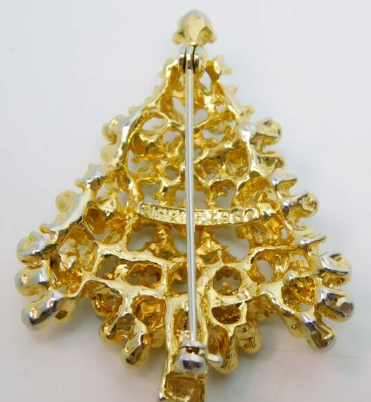 Vintage Eisenberg Gold Tone Rhinestone Christmas Tree Brooch 19.8g image number 2