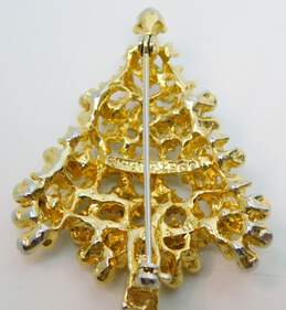 Vintage Eisenberg Gold Tone Rhinestone Christmas Tree Brooch 19.8g alternative image