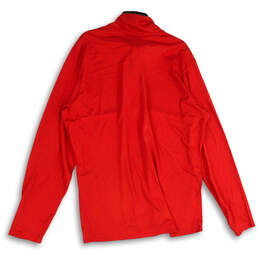 Mens Red Mock Neck Quarter Zip Long Sleeve Activewear Jacket Size XXL alternative image
