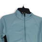 Womens Turquoise Black Long Sleeve 1/4 Zip Mock Neck Pockets Jacket Size MT image number 3