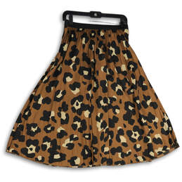 NWT Womens Spotted Brown Leopard Print Knee Length Pull-On Flare Skirt Sz S alternative image