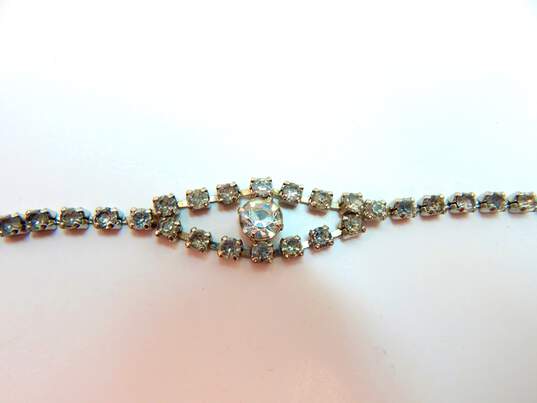 Vintage Austria & More Silvertone Icy Rhinestones Vine Necklace Chain Bracelet Small Snowflake & Flower Bouquet Brooches 43g image number 3
