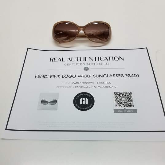 AUTHENTICATED Fendi Pink Logo Wrap Sunglasses image number 1