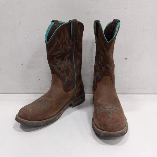 Ariat Leather Pull On Western Style Boots Size 8B image number 1