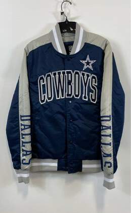 NFL Mens Blue Silver Long Sleeve Dallas Cowboys Football Varsity Jacket Size S