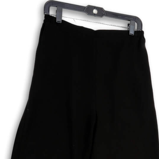 Womens Black Flat Front Elastic Waist Pockets Straight Leg Ankle Pants 10 image number 3