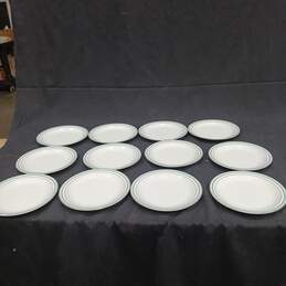 Set of 12 Thun Bohemia Fine Porcelain White & Seafoam Blue Dessert Plates alternative image