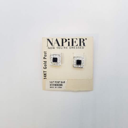 Napier 14K Gold Post Crystal Earrings 4.5g image number 3