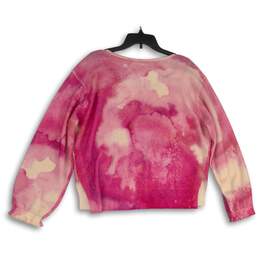 Anthropologie Womens Pink Tie Dye Cashmere Round Neck Pullover Sweater Size L alternative image