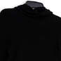 Womens Black Funnel Neck Waffle-Knit Long Sleeve Pullover Sweater Size M image number 4