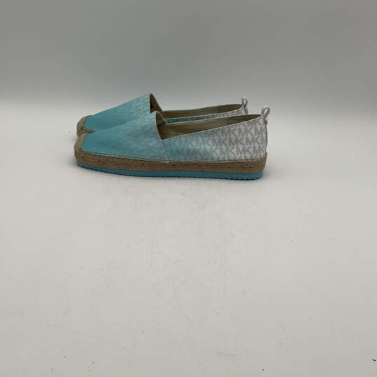Womens Blue Ombre Logo Wooden Detail Slip-On Espadrille Flats Size 9.5 image number 3