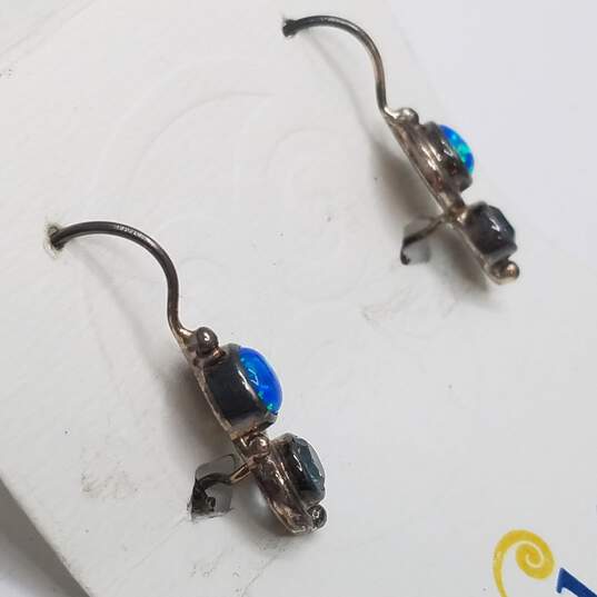 Sajen Sterling Silver Opal & Blue Topaz Wire Earrings 3.5g image number 3