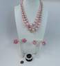 VNTG Weiss Icy Rhinestone & Fashion Pink Clip-On Earrings & Necklace 117.7g image number 2