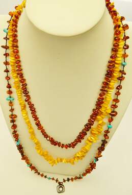 Vintage Amber & Turquoise Nugget Necklaces 56.6g