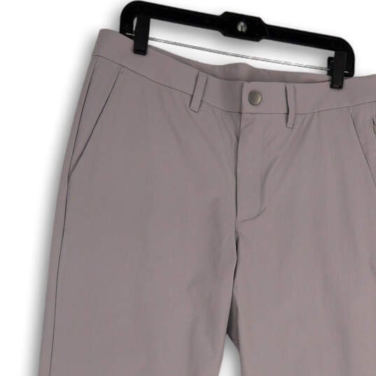 Mens Gray Flat Front Slash Pocket Straight Leg Classic Chino Pants Size 34 image number 3