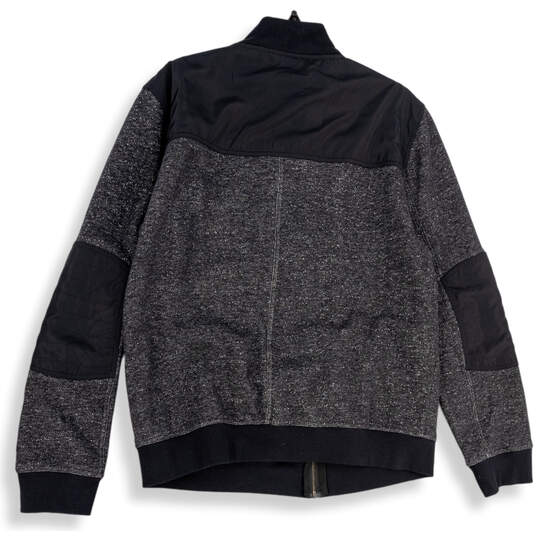 Mens Gray Black Fleece Mock Neck Pockets Long Sleeve Full-Zip Jacket Sz XL image number 2