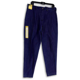 NWT Womens Blue Denim Pockets Straight Leg Classic Fit Ankle Pants Sz 34/30