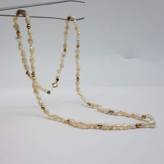 14k Gold Fw Pearl Necklace 7.3g image number 3