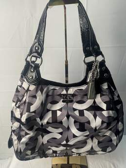 Certified Authentic Coach Grey/Black/White Hand Bag