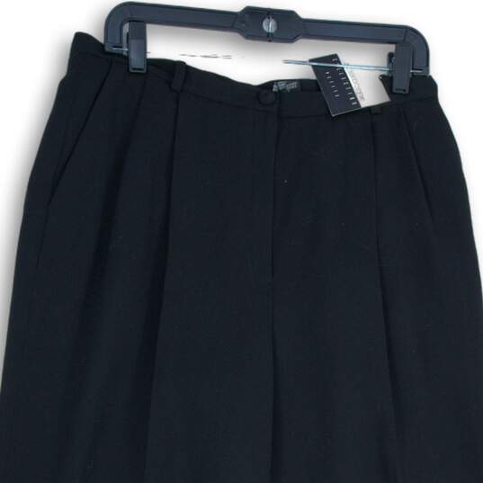 NWT Liz Claiborne Womens Black Pleated Front Straight Leg Dress Pants Size 14P image number 3