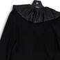 Womens Black Long Sleeve Ruffle Collar Tie Front Blouse Top Size 10 image number 4
