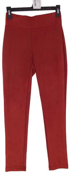 Womens Red Flat Front Elastic Waist Pull On Jagging Leggings Size XXS