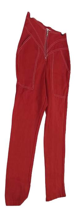 Womens Red Flat Front Slash Pocket Dress Pants Size Small alternative image