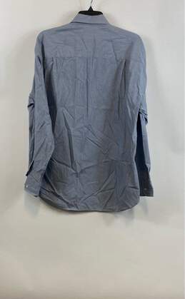 Calvin Klein Mens Blue White Pinstripe Long Sleeve Button-Up Shirt Size 16 alternative image