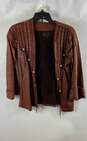 Cisco Womens Brown Leather Long Sleeve Mid-Length Jacket With Bolo Detail Size M image number 1