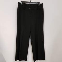 Womens Black Wool Blend Flat Front Flared Leg Formal Dress Pants Size 44