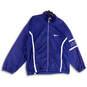 Mens Blue White Long Sleeve Full-Zip Windbreaker Jacket Size Large image number 4