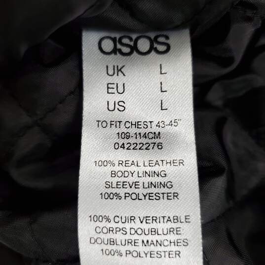 Asos MN's Genuine Black Leather & Suede Fringe Biker Jacket Size L image number 1