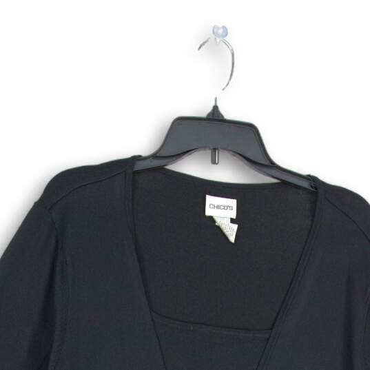 Chico's Womens Black Knitted Square Neck Long Sleeve Pullover Sweater Size 3 image number 3
