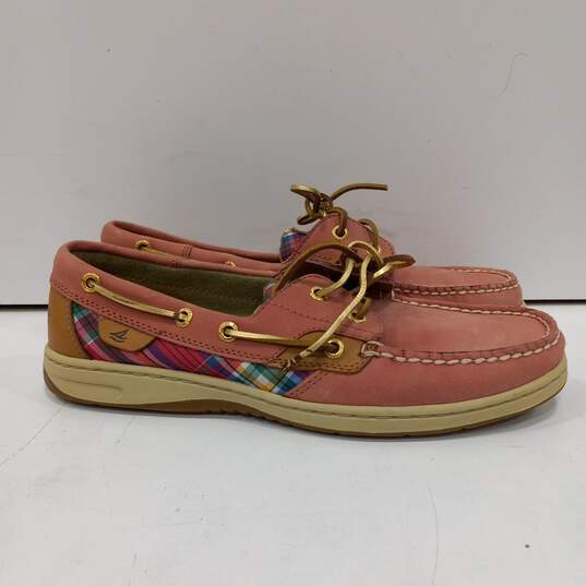 Womens 9244237 Pink Leather Slip On Moc Toe Low Top Boat Shoes Size 9 M image number 2