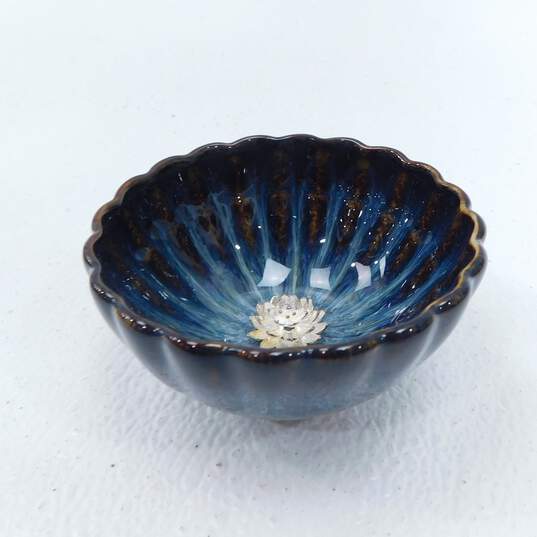 Tenmokus Ceramic SIlver-Plate Flower Jianzhan Tea Cup image number 4