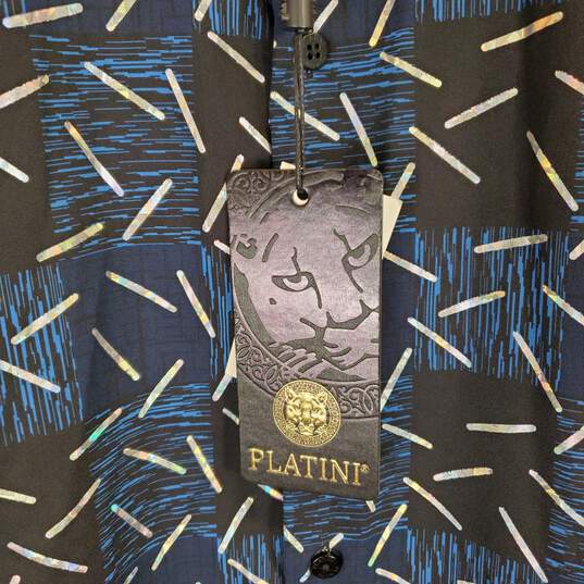 Platini Button Up Blue Print Shirt SZ L NWT image number 3