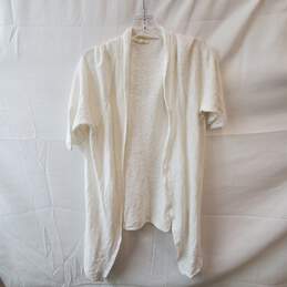 Eileen Fisher White/Cream Short Sleeve Sweater L