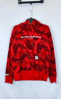 AAPE Men Red Camo Pullover Hoodie - Size L