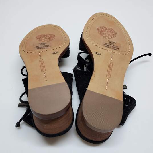 VINCE CAMUTO Retana Black Leather Laser Cutout Wedges Sandals Sz 6M image number 4