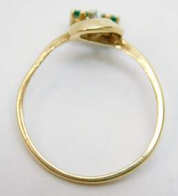 14K Yellow Gold Emerald Diamond Accent Swirl Ring 1.9g alternative image