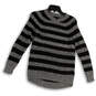 Womens Black Gray Stripped Long Sleeve Knitted Pullover Sweater Size S image number 1
