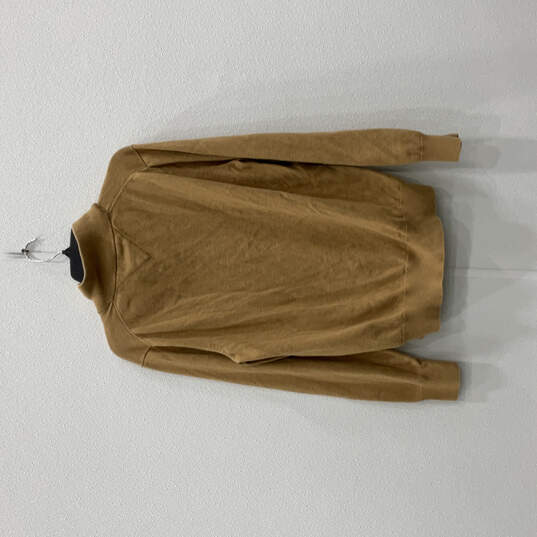 Mens Brown Long Sleeve Quarter Zip Regular Fit Pullover Sweater Size Large image number 2