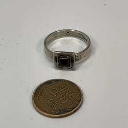 Designer Silpada 925 Sterling Silver Israel Red Garnet Square Stone Ring alternative image