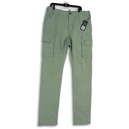 NWT Mens Green Flat Front Slash Pocket Straight Leg Cargo Pants Size 36