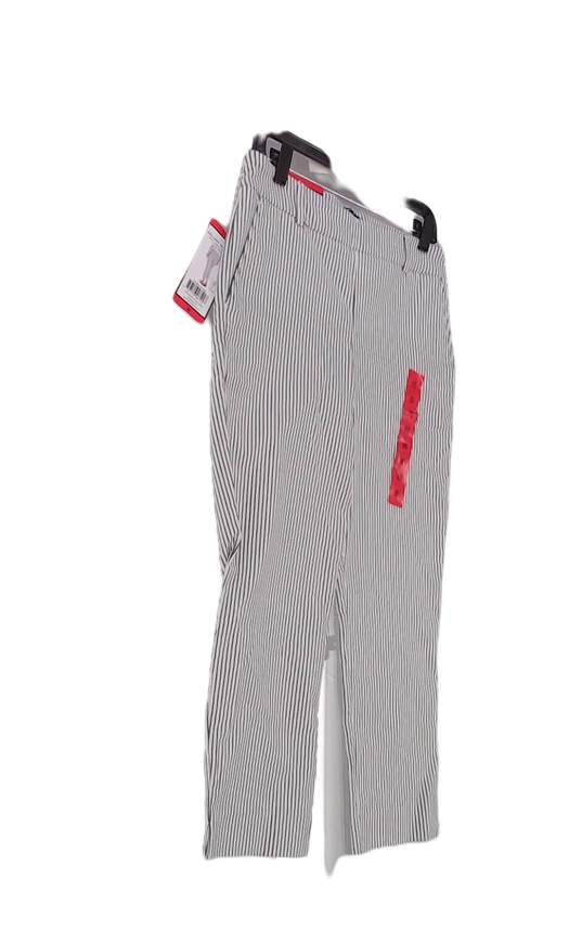 NWT Womens Off White Striped Elastic Waist Cropped Pants Size Medium image number 3